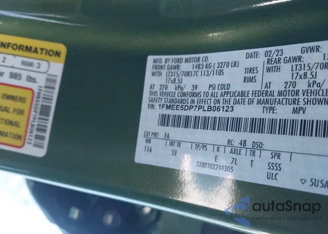 2023 Ford Bronco Black Diamond z USA, uszkodzony, nr VIN 1FMEE5DP7PLB06123